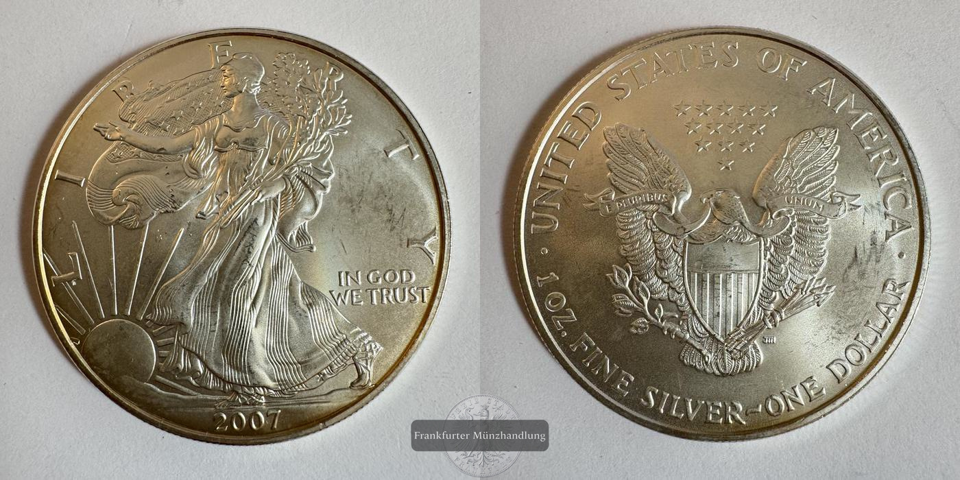  USA 1 Dollar 2007 (1986-2021) Walking Liberty FM-Frankfurt KM#273 Feinsilber: 31,1g   