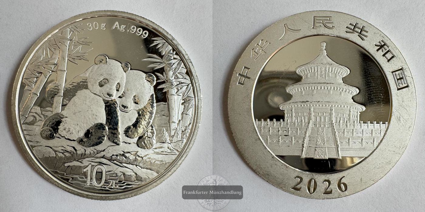  China 10 Yuan (Panda) 2026 FM-Frankfurt KM#2939 Feinsilber: 30g   