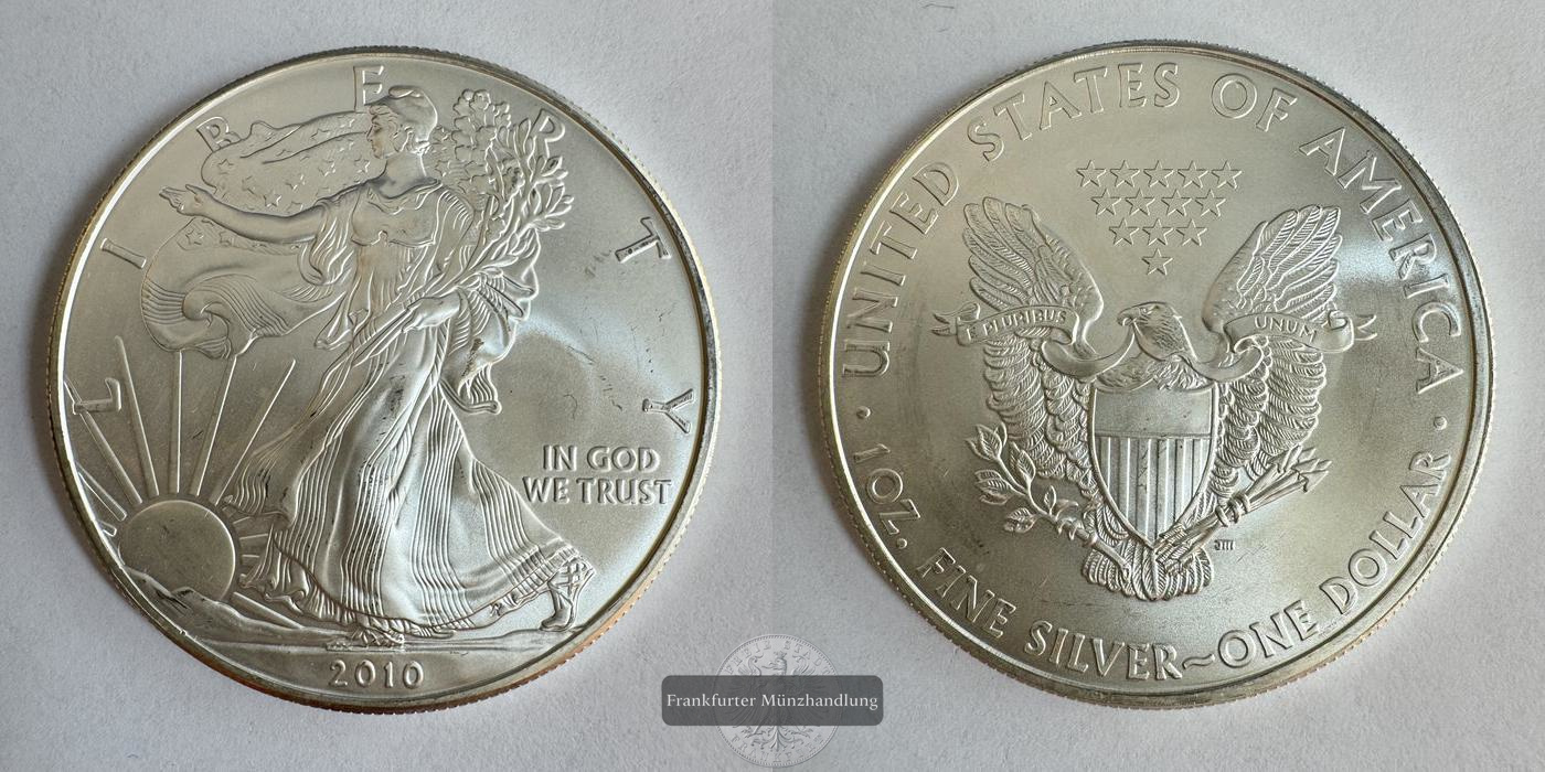  USA 1 Dollar 2010 (1986-2021) Walking Liberty FM-Frankfurt KM#273 Feinsilber: 31,1g   