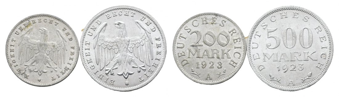  Deutsches Reich; Weimarer Republik; 200 Mark 1923 A und 500 Mark 1923 A   