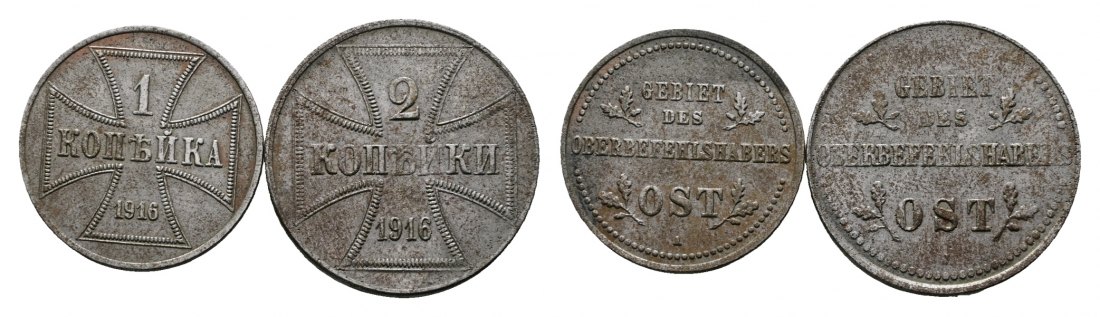  Deutsches Reich; 1 und 2 Kopeken 1916; Gebiet des Oberbefehlshabers OST   