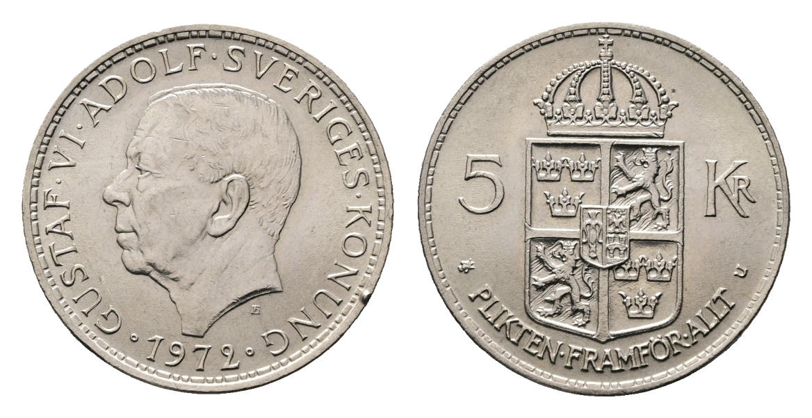  Ausland: Schweden; 5 Kronen 1972   