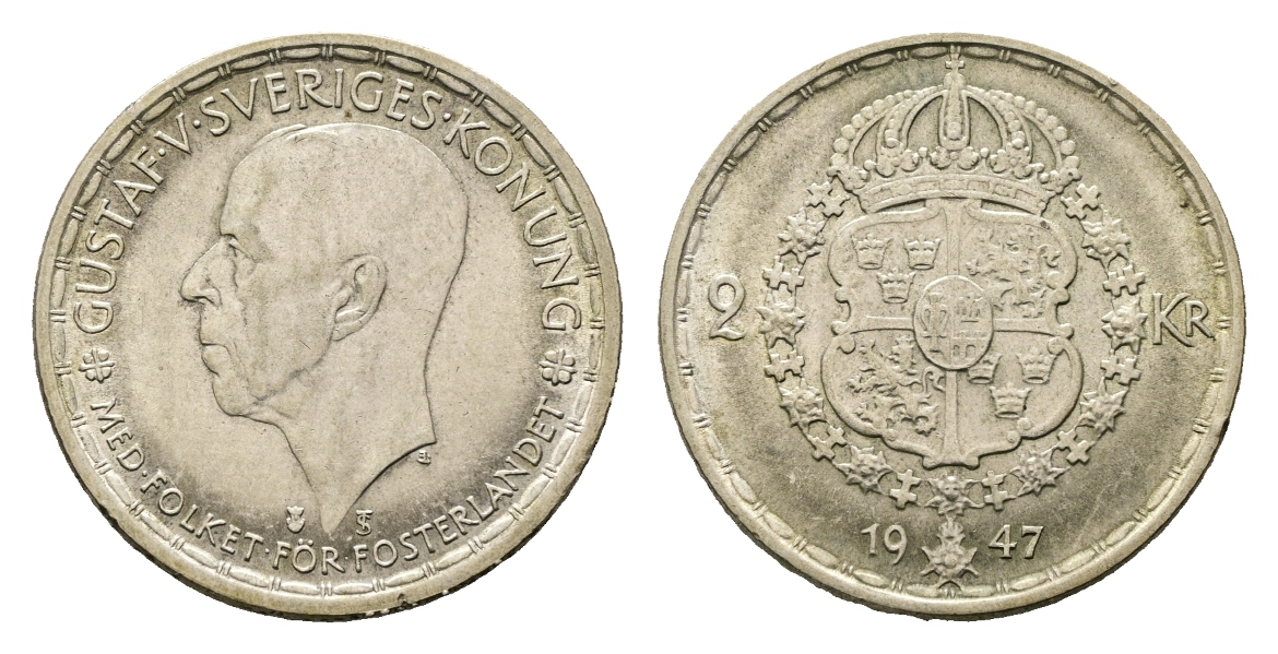  Ausland: Schweden; 2 Kronen 1947   