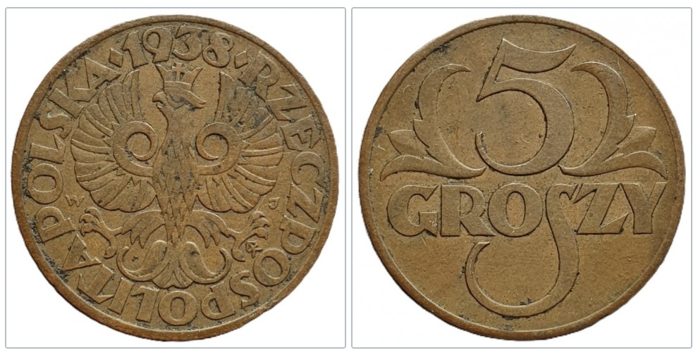  Polen 5 Groszy 1938   