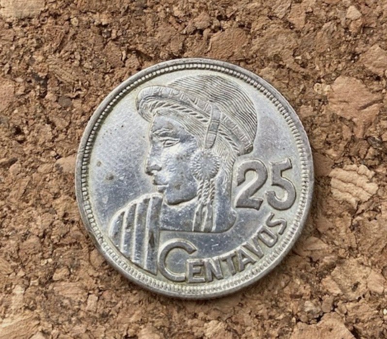  SILBER - Guatemala 25 Centavos 1956 Silber - Maya Frau - Silbermünze Übersee   