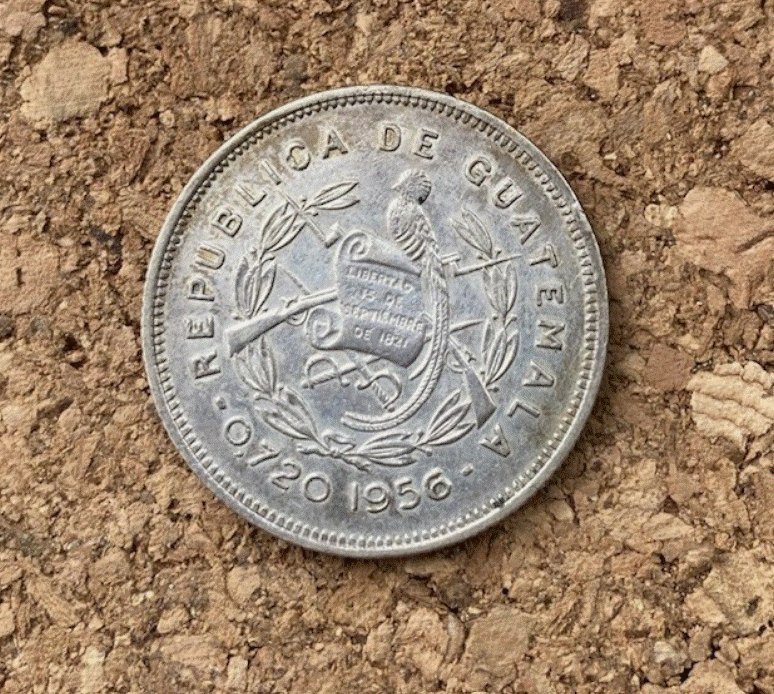  SILBER - Guatemala 25 Centavos 1956 Silber - Maya Frau - Silbermünze Übersee   