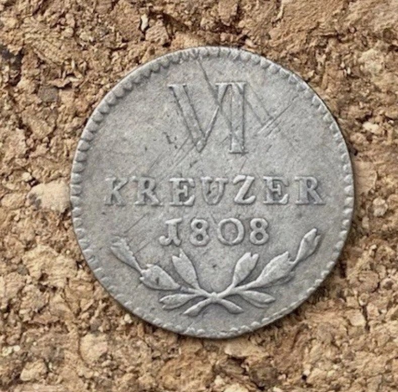  SILBER - Großherzogtum Baden 6 Kreuzer 1808 - Altdeutschland   