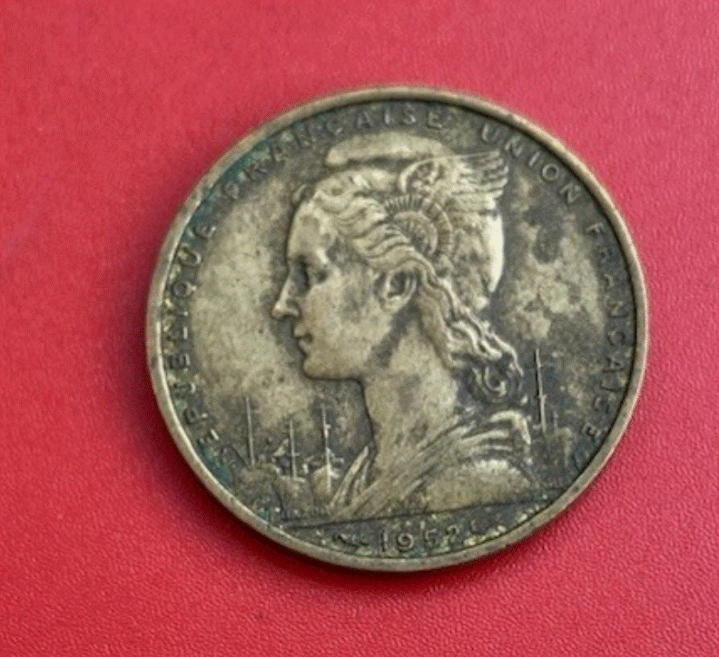  Französische Somaliküste 20 Francs 1952 Münze Schiff   
