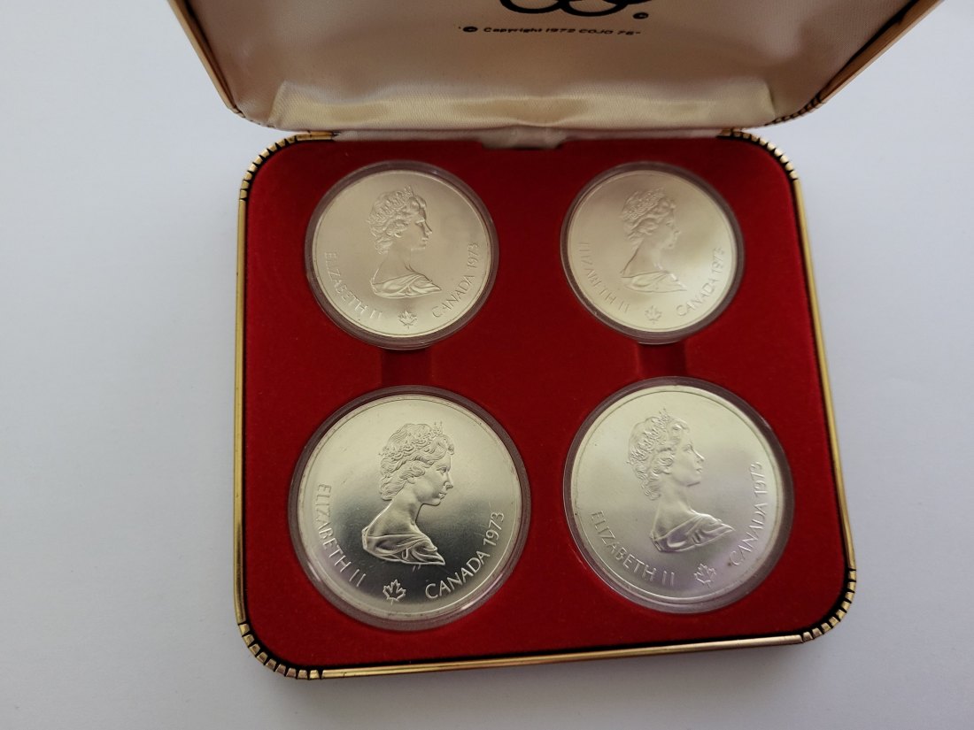  5 Dollar & 10 Dollar 1973 Montreal 925/44,96g+22,48g fein 4 Stk. Kanada Spittalgold9800 (5068,4674)   
