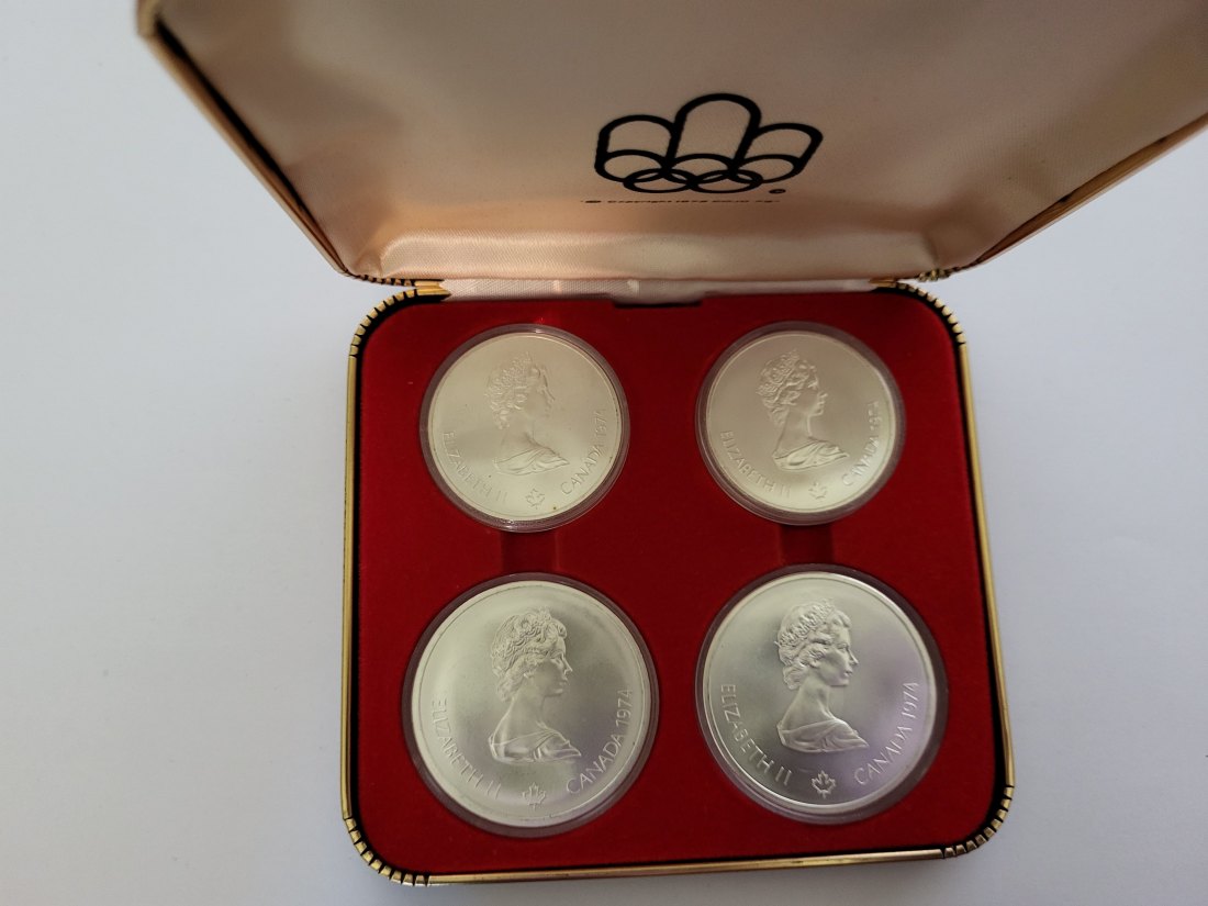  5 Dollar & 10 Dollar 1974 Montreal 925/44,96g+22,48g fein 4 Stk. Kanada Spittalgold9800 (5068,4674)   