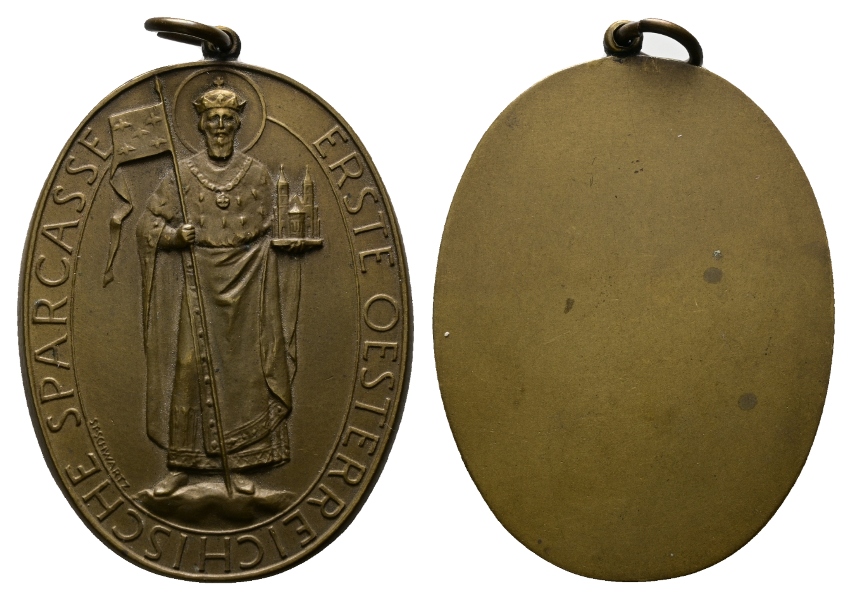  Medaille; erste Österreichische Sparkasse; Bronze; gehenkelt; 30,59 g; H 50,40 mm x B 38,99 mm   