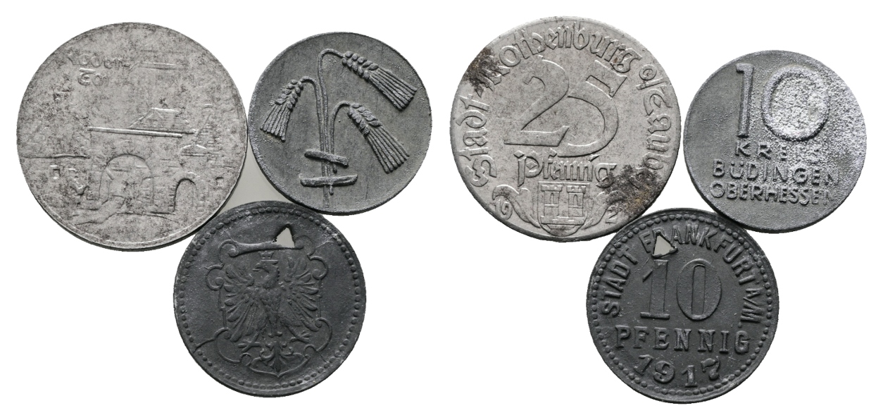  Deutsches Reich; Städtenotgeld, 3 Kleinmünzen   