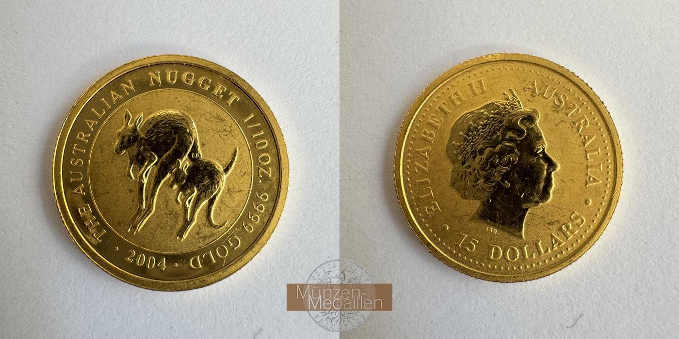 Australien  15 Dollar  2004 MM-Frankfurt KM#902 Feingold: 3,13g Kangaroo  