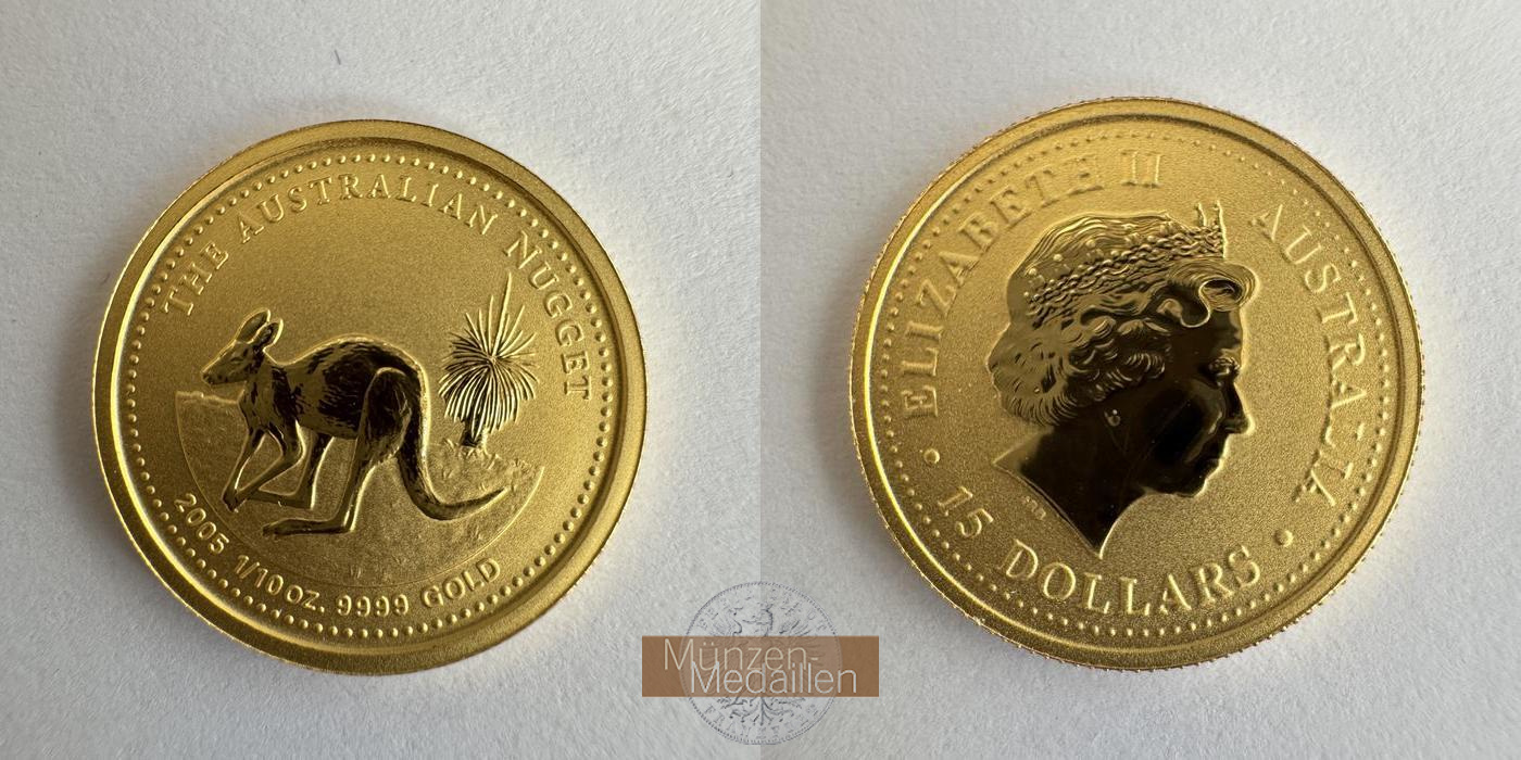  Australien 15 Dollars Kangaroo 2005 MM-Frankfurt KM#907 Feingold: 3,13g   