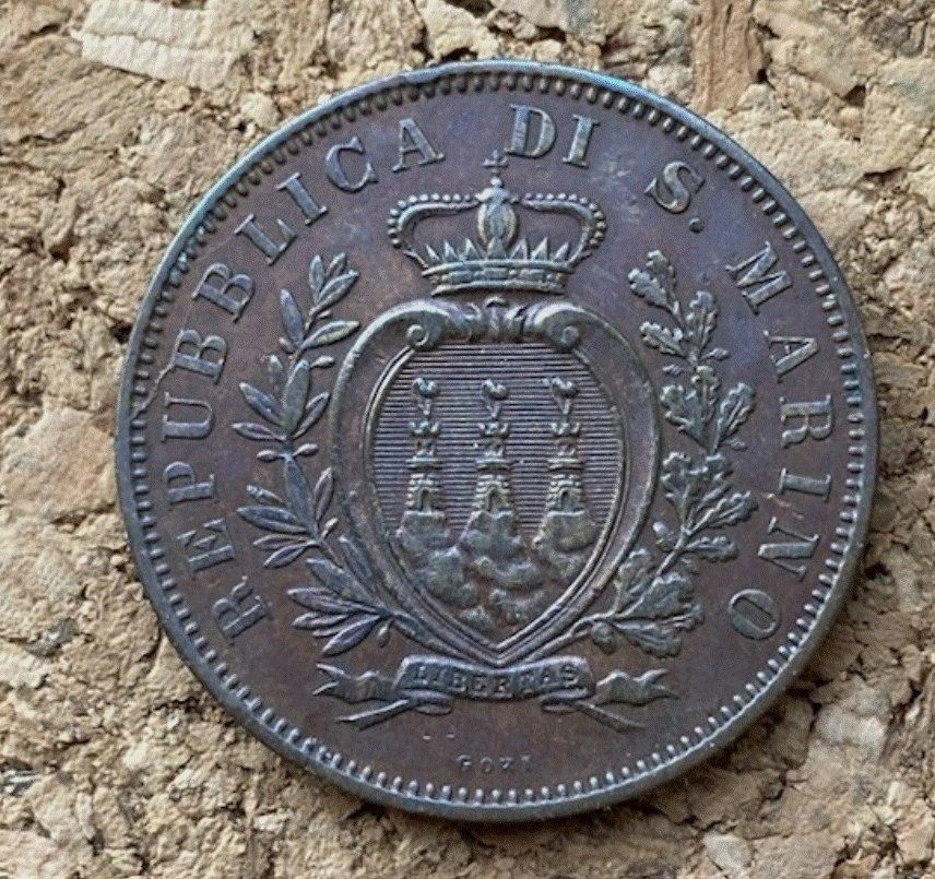 San Marino 10 Centesimi 1894 Wappen 3 Türme | Historische Münze   