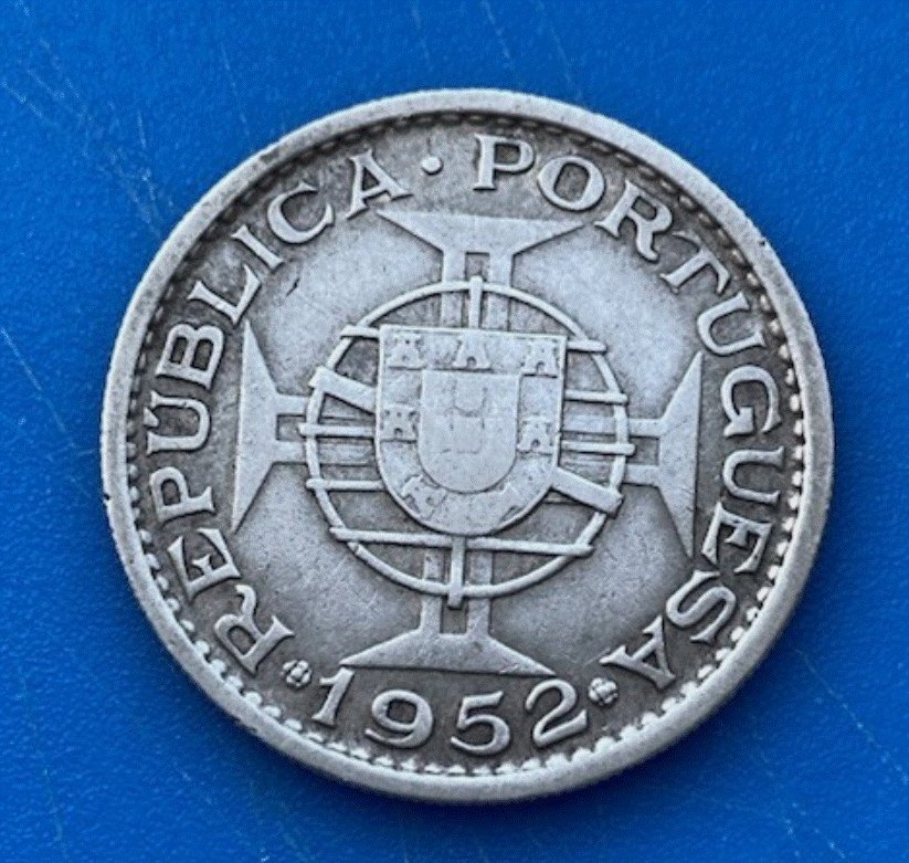  SILBER - Angola 20 Escudos 1952 Portugiesische Kolonie Münze   