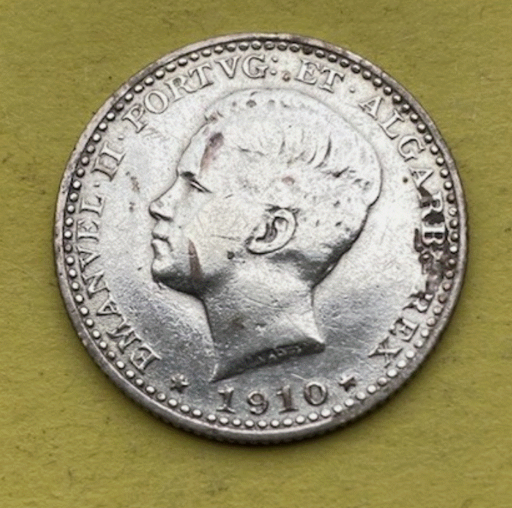  SILBER - Portugal 100 Réis 1909 Manuel II.   