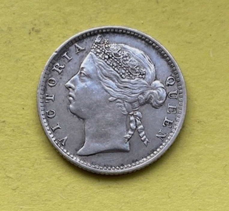  SILBER - Straits Settlements 10 Cent 1889 Königin Victoria   