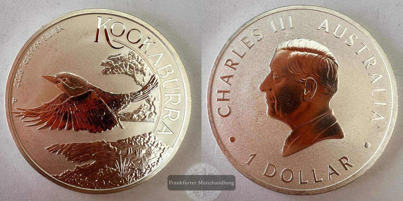  Australien 1 Dollar - Charles III 2026 (Kookaburra) FM-FRANKFURT N#552773 Feinsilber: 31,1g   