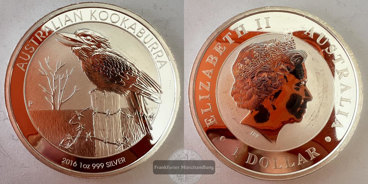  Australien 1 Dollar 2016 (4th Portrait - Kookaburra) FM-Frankfurt KM#3238.1 Feinsilber: 31,1g   