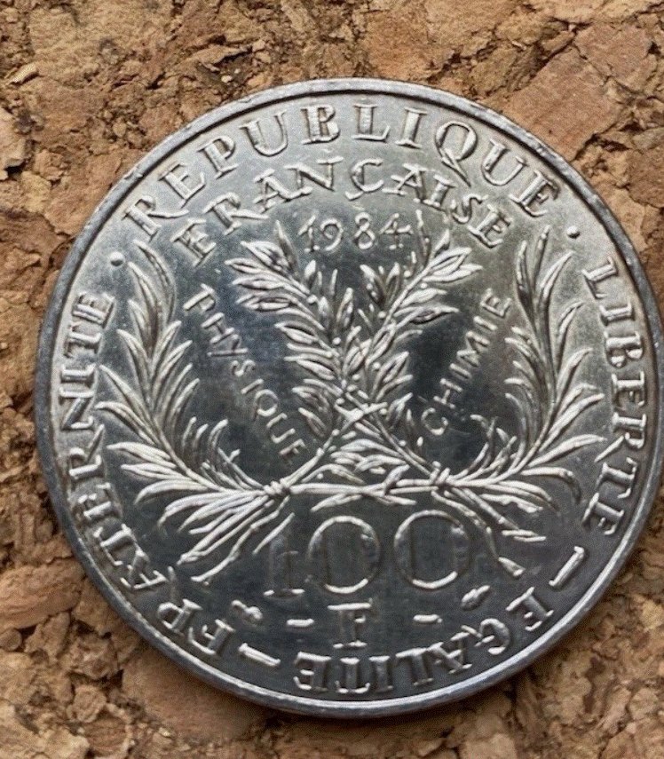 SILBER - 100 Francs Frankreich 1984 Marie Curie Porträt .900er Silber   