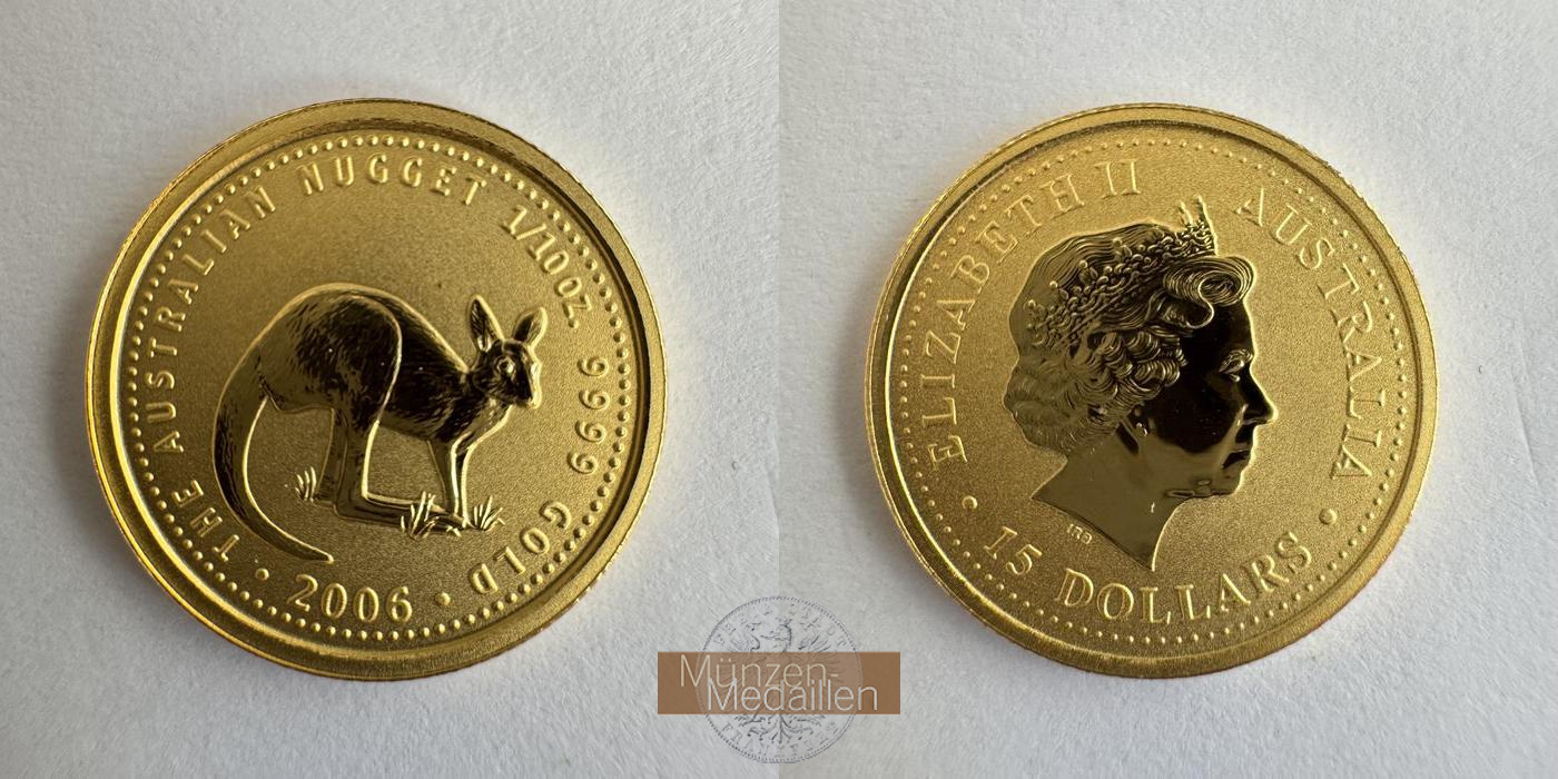  Australien 15 Dollars Kangaroo 2006 MM-Frankfurt KM#911 Feingold: 3,13g   