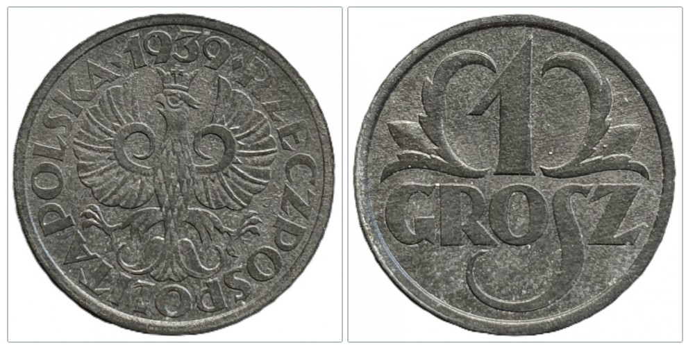  Polen 1 Grosz 1939 Zink (grau)   
