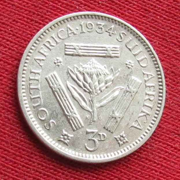  South Africa RSA 3 pence 1934   