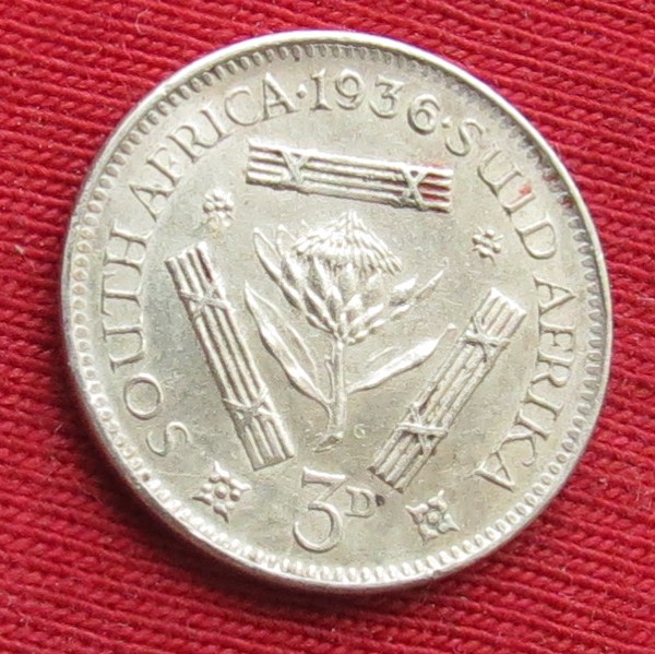  South Africa RSA 3 pence 1936   