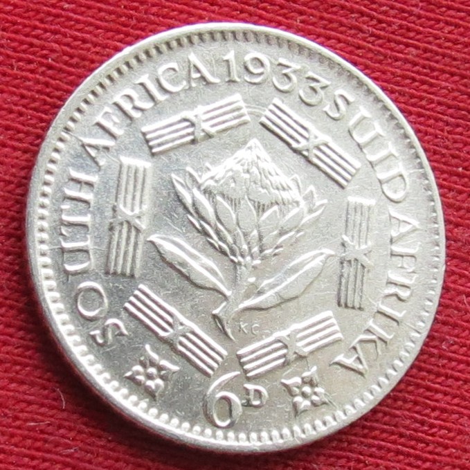  South Africa RSA 6 pence 1933   