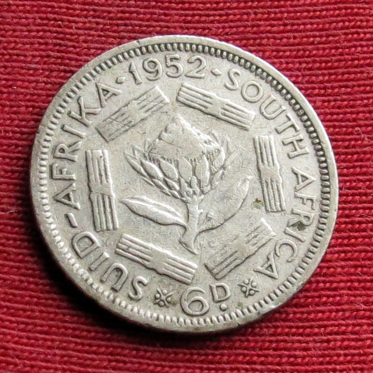  South Africa RSA 6 pence 1952   