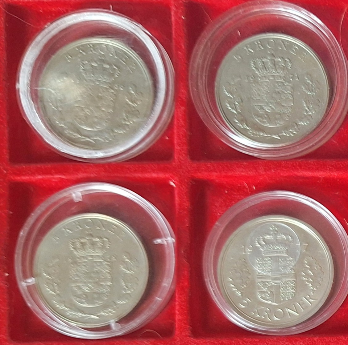  Dänemark 4x5 Kronen-Lot 1966-77 Frederik IX bzw. Margrethe II   