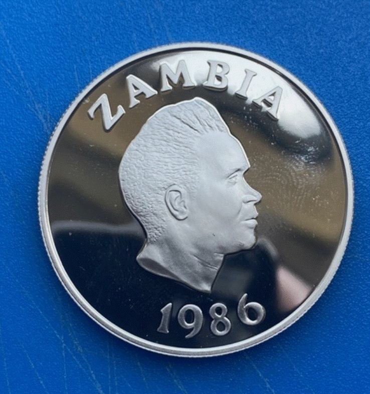 SILBER - 10 Kwacha 1986 WWF Sambia - Sterling 925er   