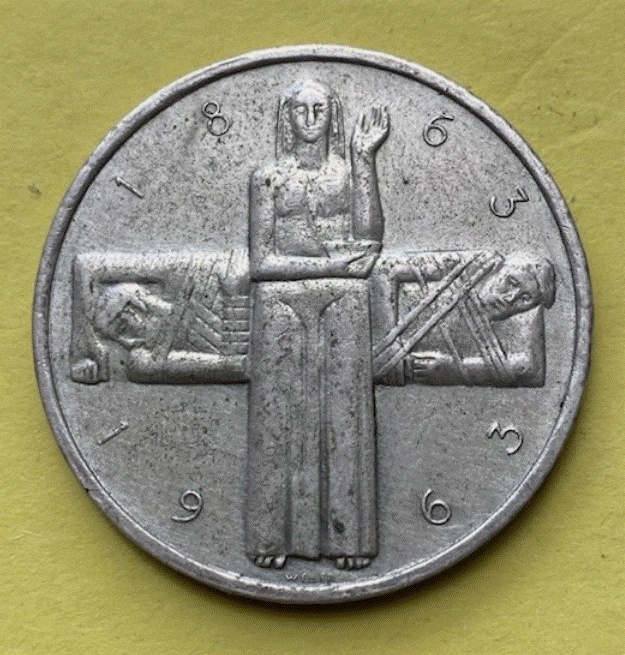  SILBER - Schweiz 5 Franken 1963 Rotes Kreuz 835er Silber   