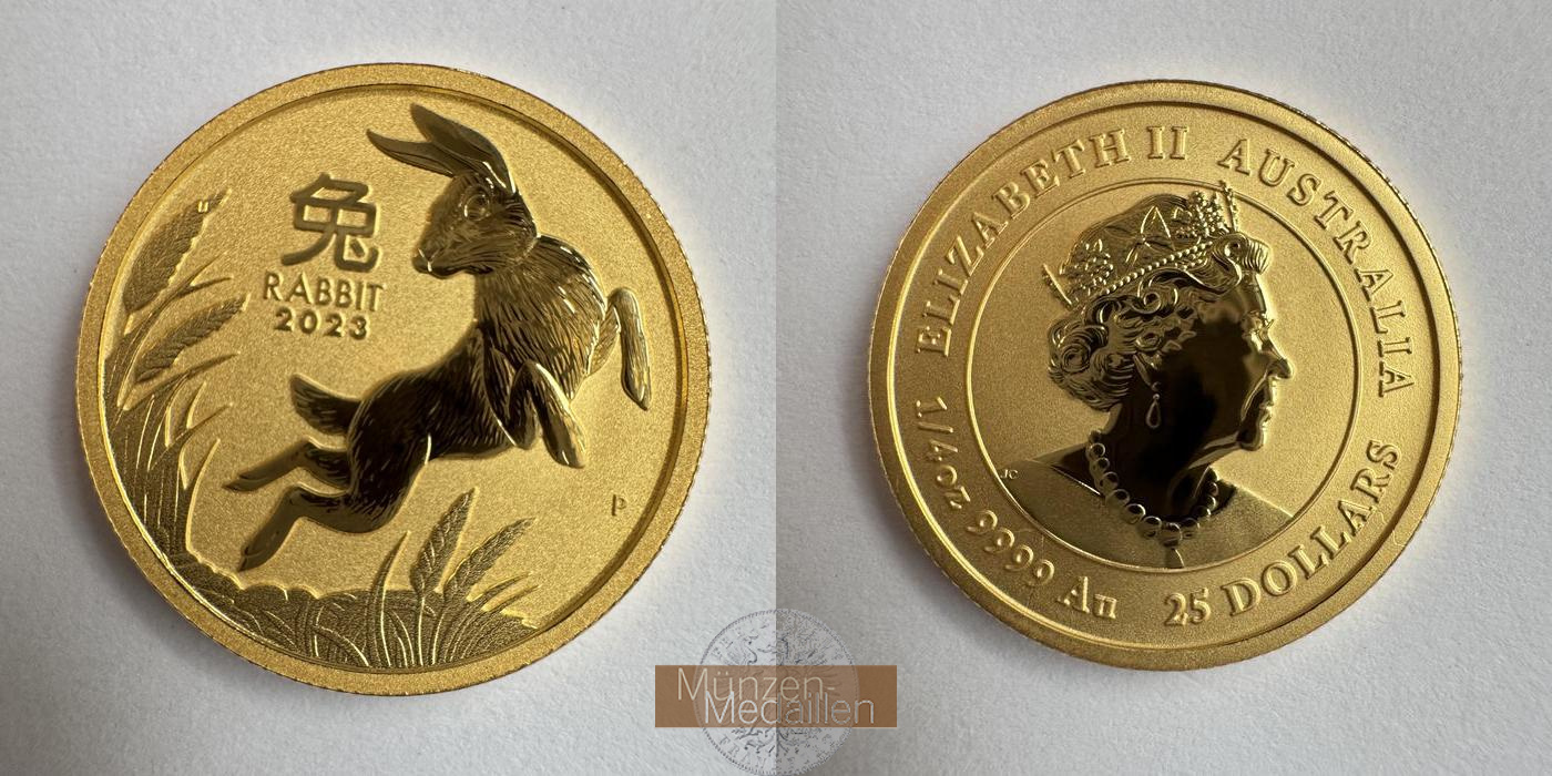Australien  25 Dollar MM-Frankfurt KM#4595 Feingold: 7,78g Year of the Rabbit 2023 