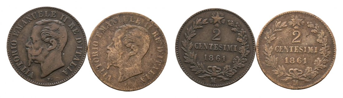  Italien, 2 Kleinmünzen, 1861   