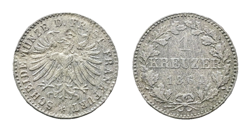  Altdeutschland; Frankfurt; Kleinmünze 1864   