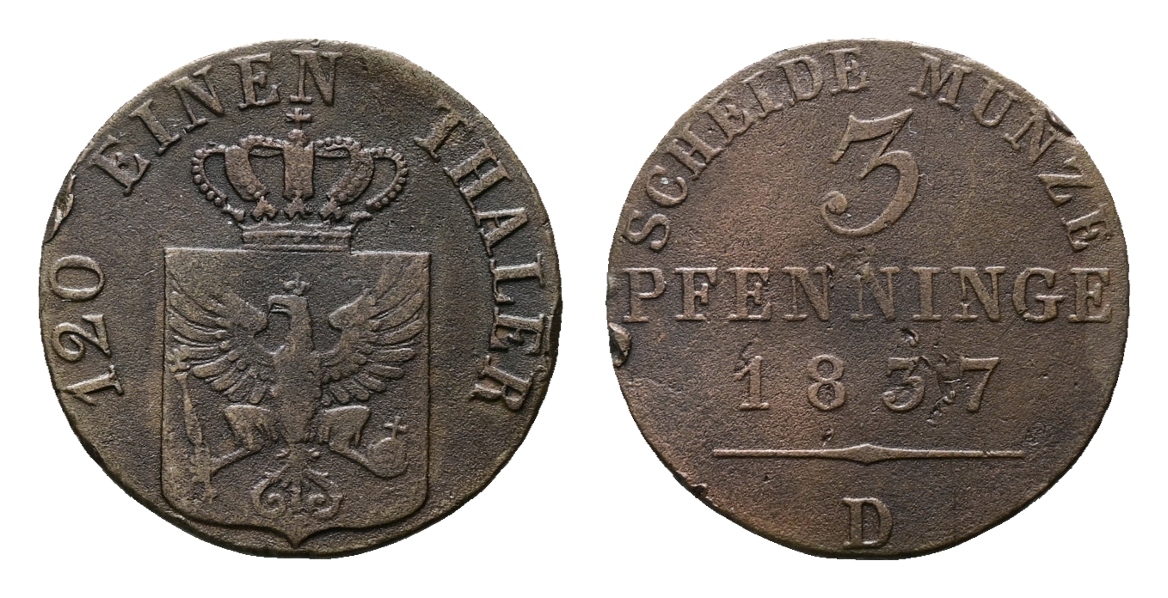  Altdeutschland; Kleinmünze 1837   