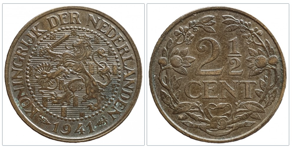  Niederlande 2½ Cent 1941 Bronze braun   