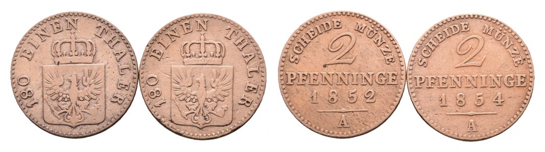  Altdeutschland; 2 Kleinmünzen 1852/1854   