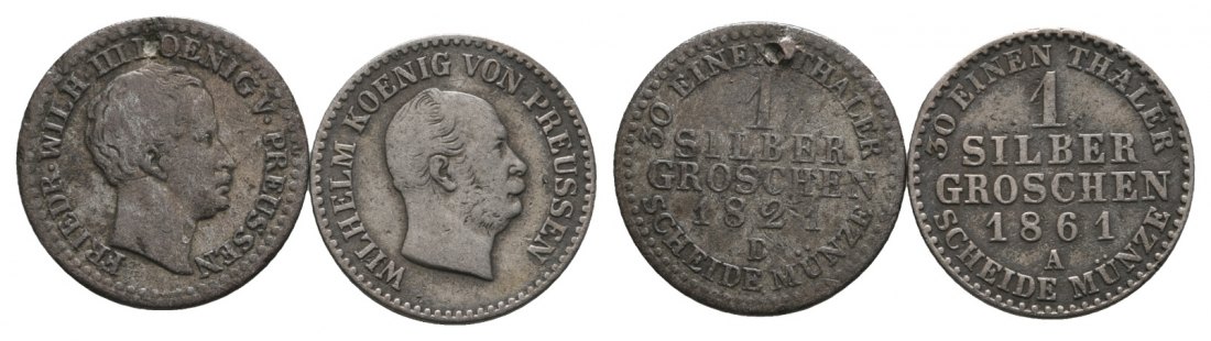  Altdeutschland; 2 Kleinmünzen 1821/1861   