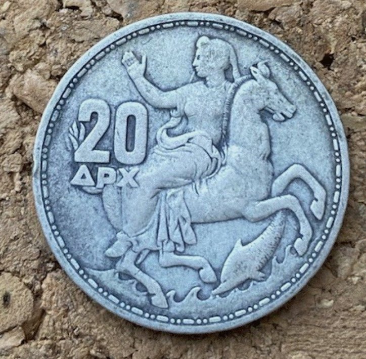  SILBER - Griechenland 20 Drachmen 1960 - König Paul I. Europa auf dem Stier   