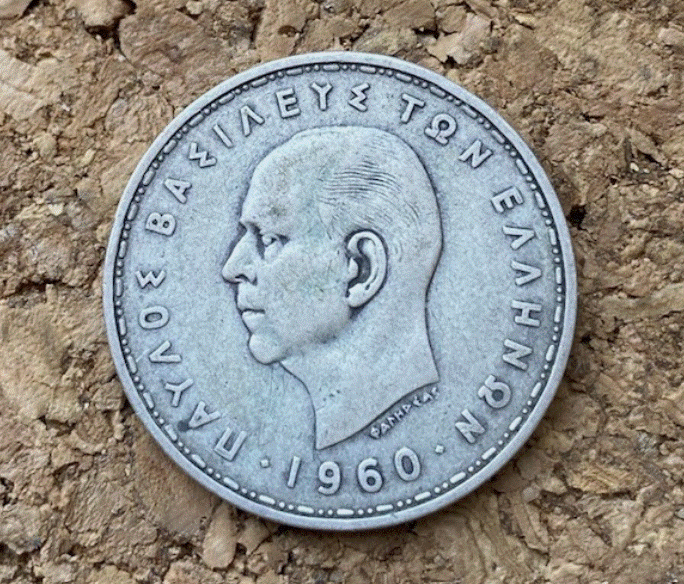  SILBER - Griechenland 20 Drachmen 1960 - König Paul I. Europa auf dem Stier   