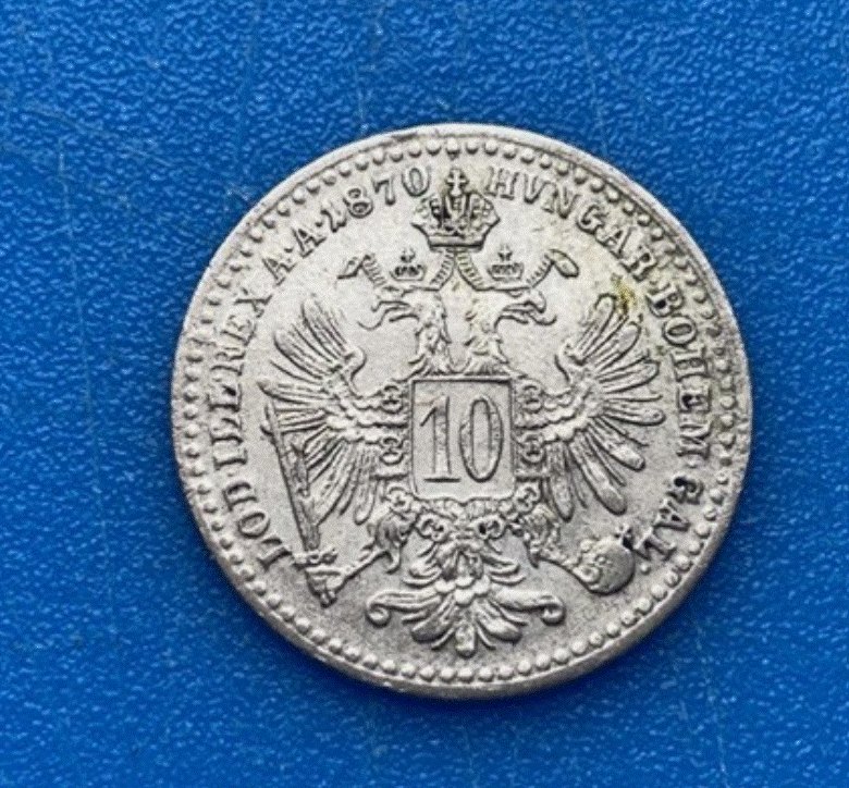  SILBER - Österreich 10 Kreuzer 1870 Franz Joseph I. Doppeladler   