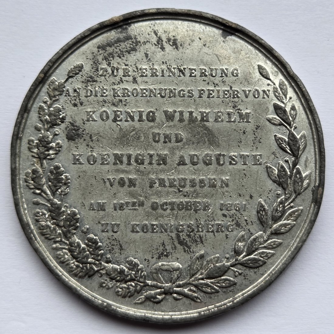  Preußen: Zinnmedaille auf die Krönung Wilhelms I. 1861   