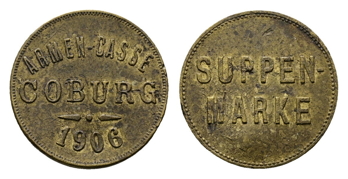  Bayern; Coburg; Armen-Casse Coburg 1906; Suppenmarke; Menzel -   