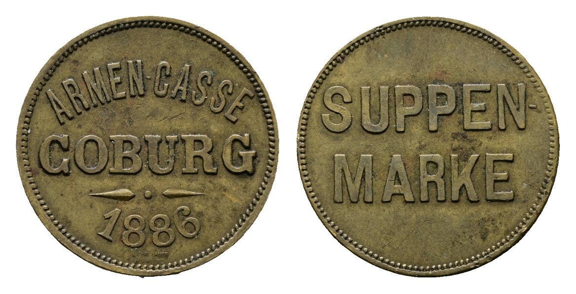  Bayern; Coburg; Armen-Casse Coburg 1886; Suppenmarke; Menzel -   