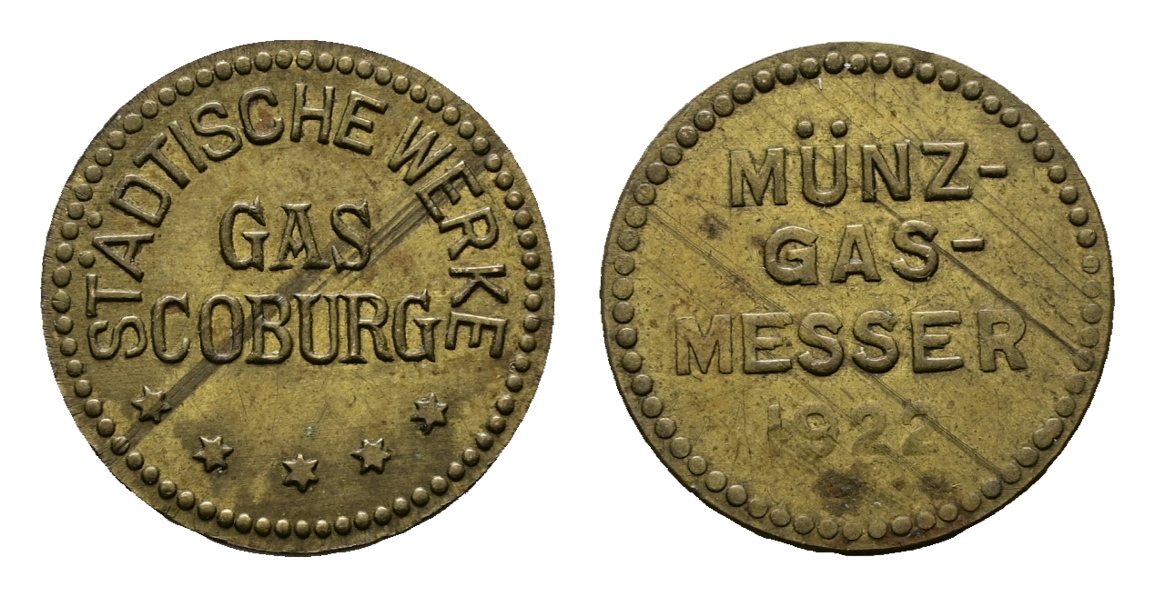  Bayern; Coburg; Städtische Werke Gas Coburg; Münz- Gas- Messer 1922; Menzel - (var.4585)   