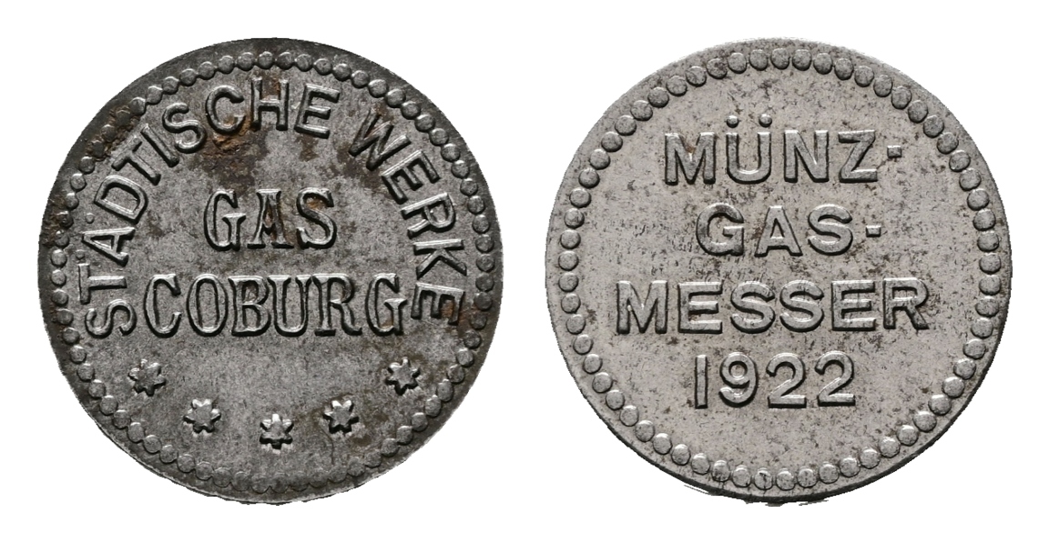  Bayern; Coburg; Städtische Werke Gas Coburg; Münz- Gas- Messer 1922; Menzel - (var.4585)   