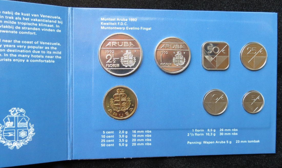 Aruba 1992 - 5 10 25 50 cents 1, 2.50 guldem